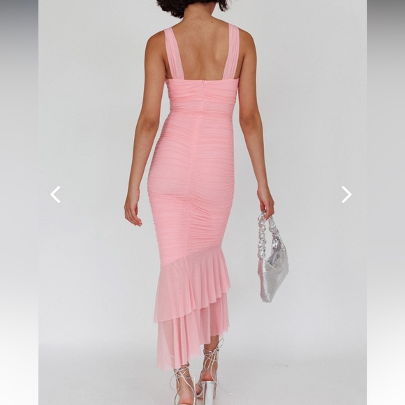 RUCHED FISHTAIL MAXI DRESS BLUSH - NWT - Picture 2 of 7